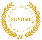 Service Disabled Veteran Owned Small Business (SDVOSB) certification seal representing federal contracting eligibility.