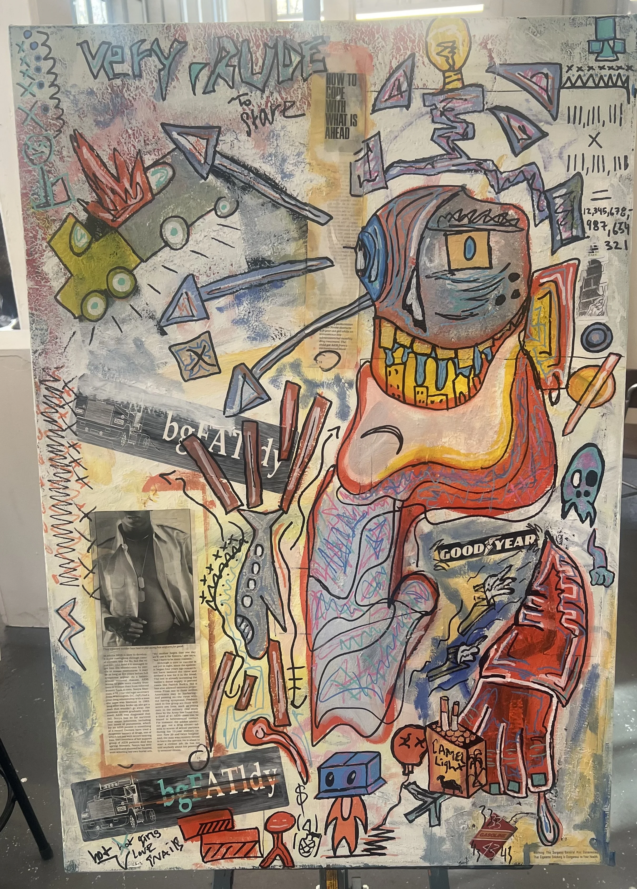 Untitled College Painting #3
Acrylic and Collage on canvas
(2024)