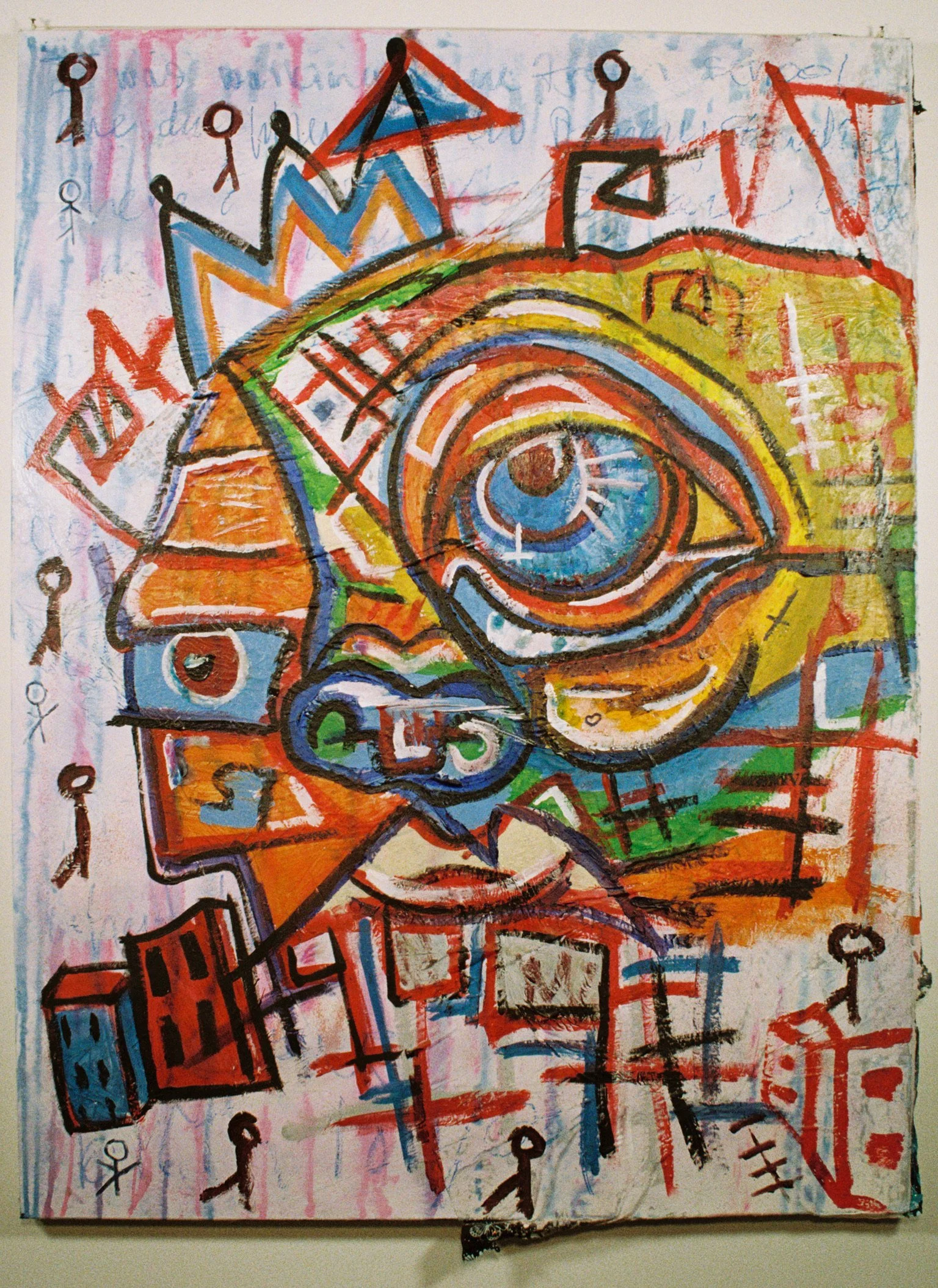 Untitled Painting #5 (Big Head)
(36"x 48")
Acrylic & Oil & Watercolor on Fabric & Canvas with Rhinestones
(2021)
