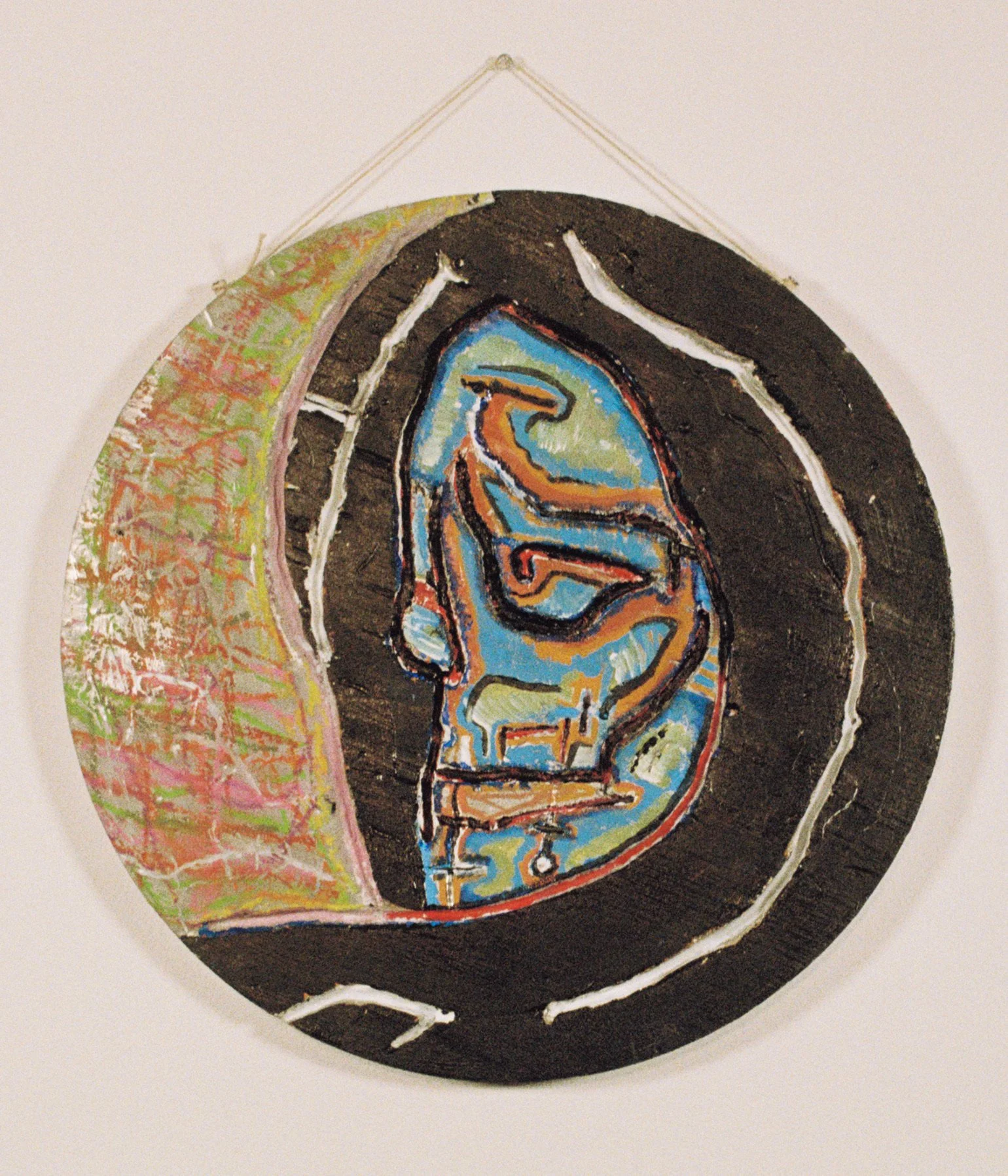 Reaper
Acrylic paint and Oil Pastels on Dremeled Wood 
(2021)
