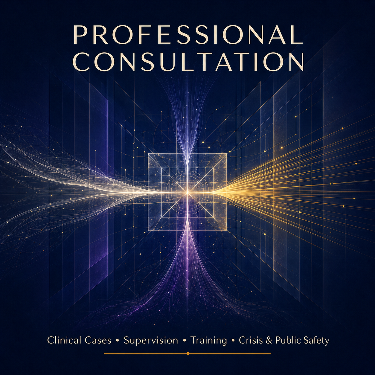 Abstract graphic representing professional psychological consultation and interdisciplinary collaboration.