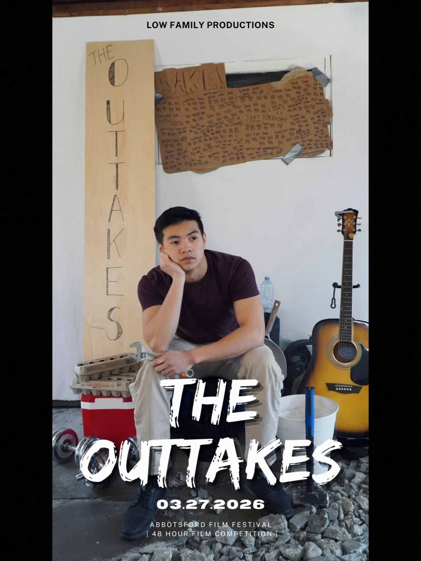 This is THE OUTTAKES 🎥 
A short film written, filmed, and edited within 48 hours by @justin_low03, @erynlow, and @lauryn_writes for the @abbotsfordfilmfestival 

Premiering this Friday @thereachgallery 
&bull;
&bull;
&bull;
&bull;
&bull;
#shortfilmf