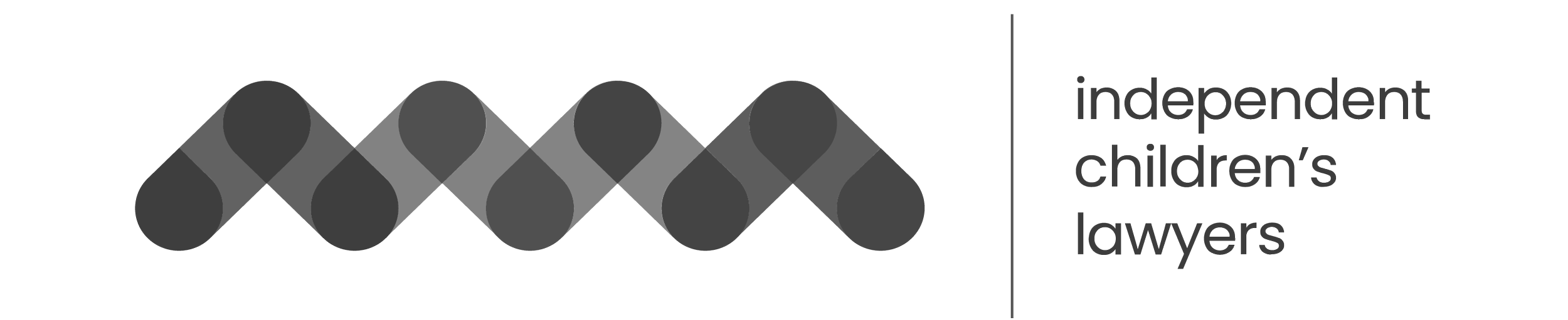 Logo of independent children's lawyers with a chain link design and text.