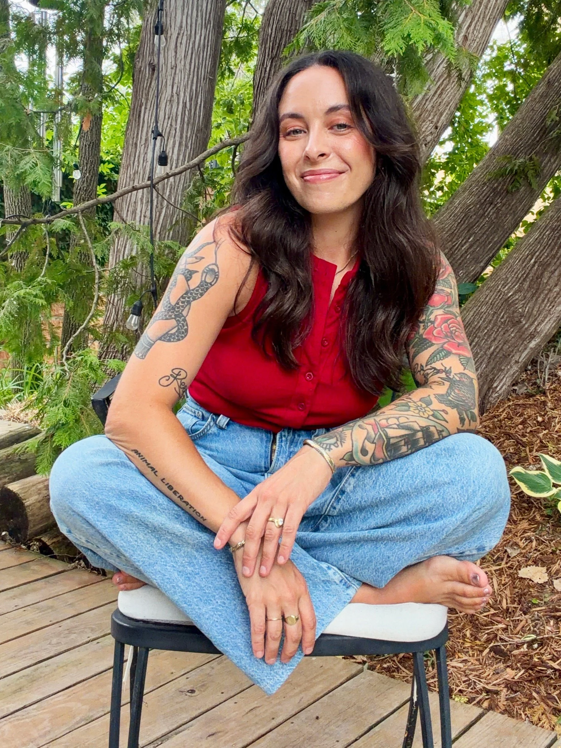 anna sitting in chair