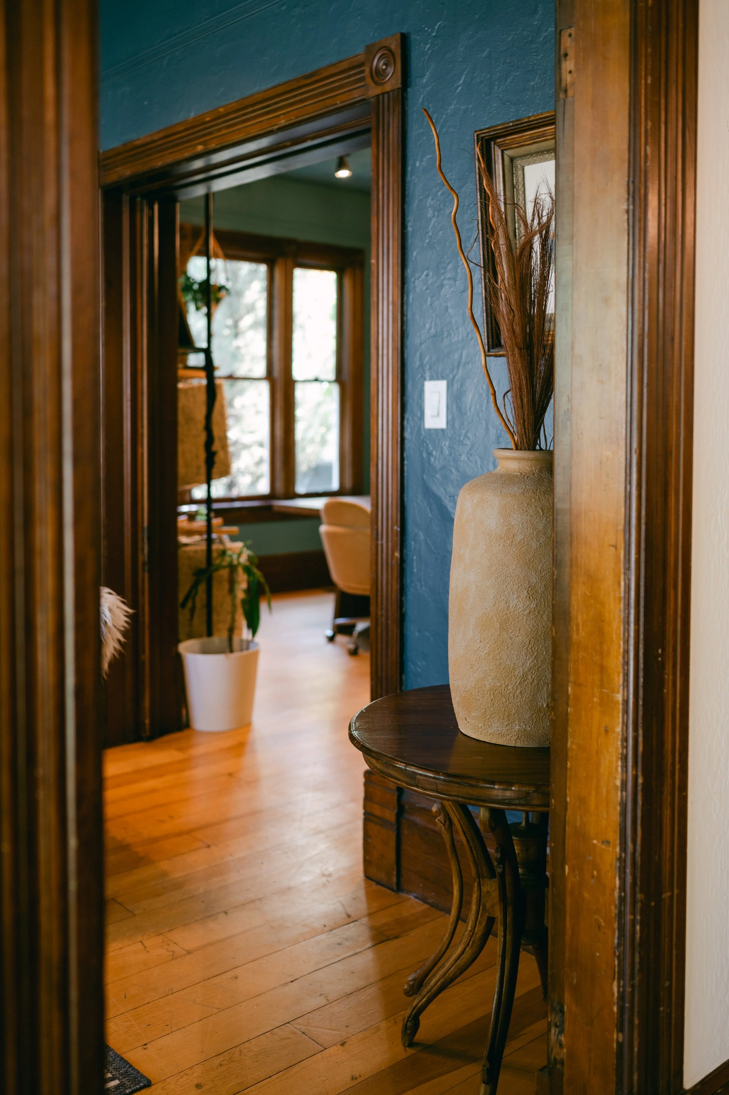 A look through the dining space into the front room at Flow's.