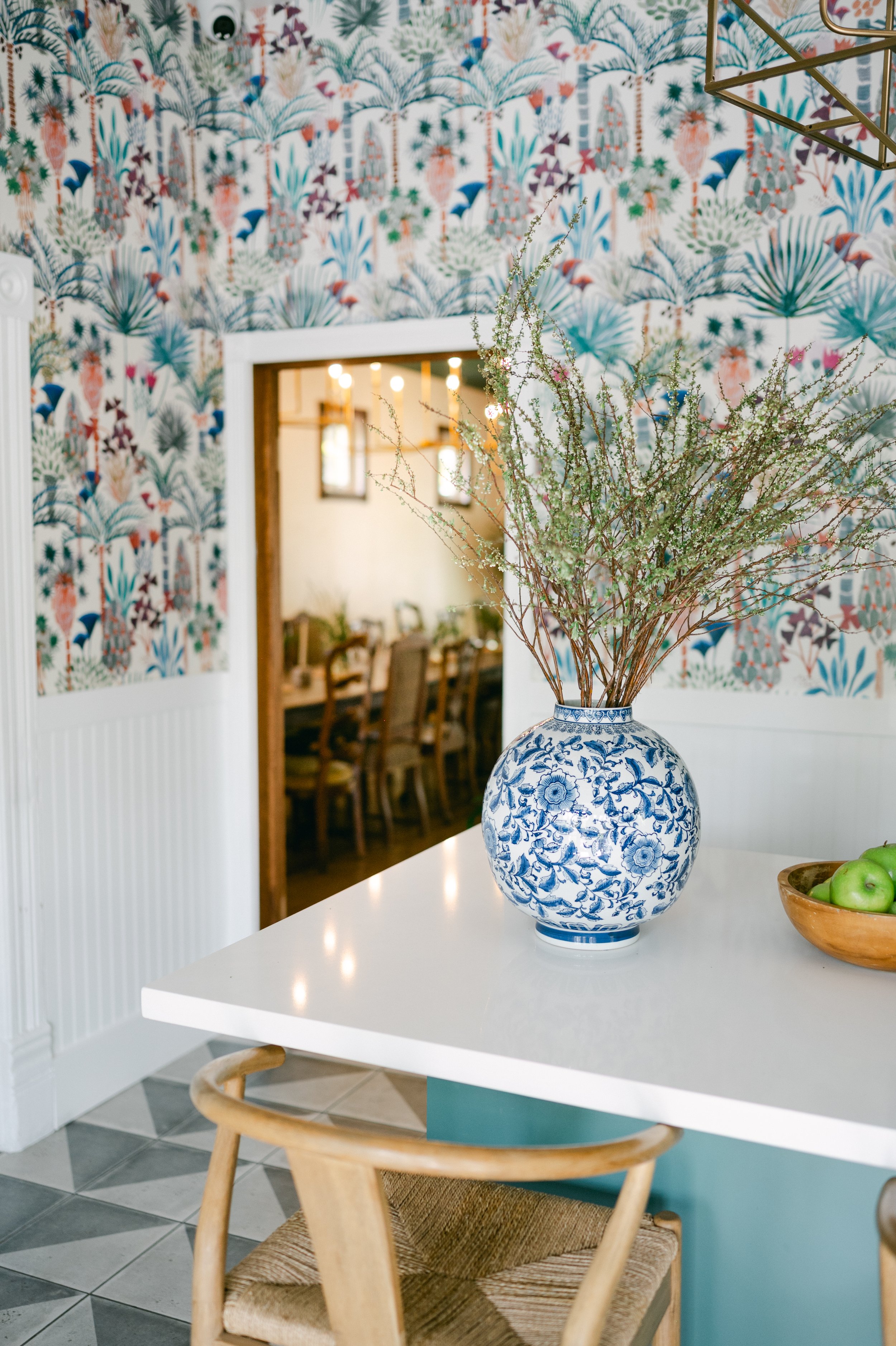 The kitchen at Flow's Boutique Venue, opening into the dining space.