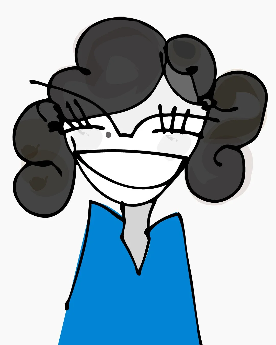 Retrato con cabello rizado. 