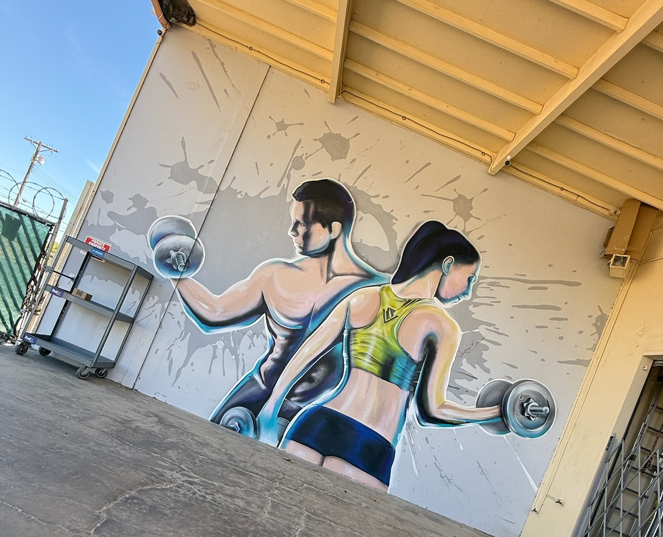 Hand-painted large-scale fitness center mural in Southern California by SoCal Murals