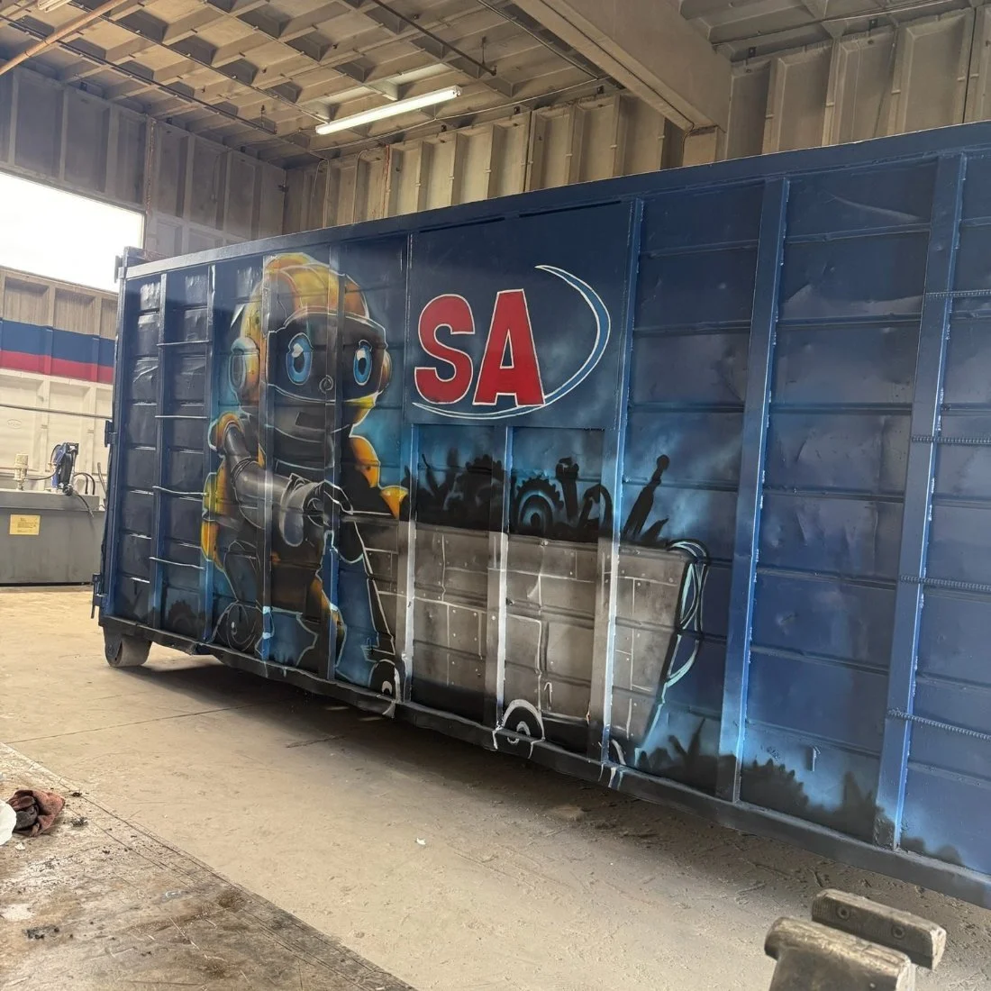 SA Recycling custom container art by SoCal Murals, Southern California