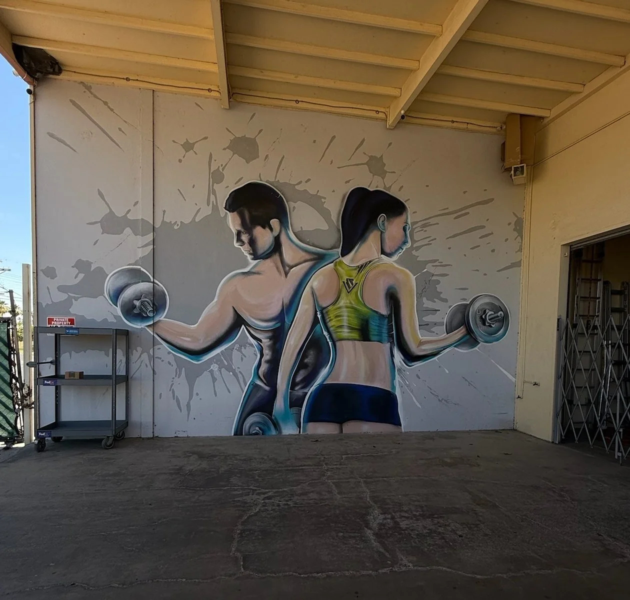 Fitness studio gym mural by SoCal Murals, Southern California