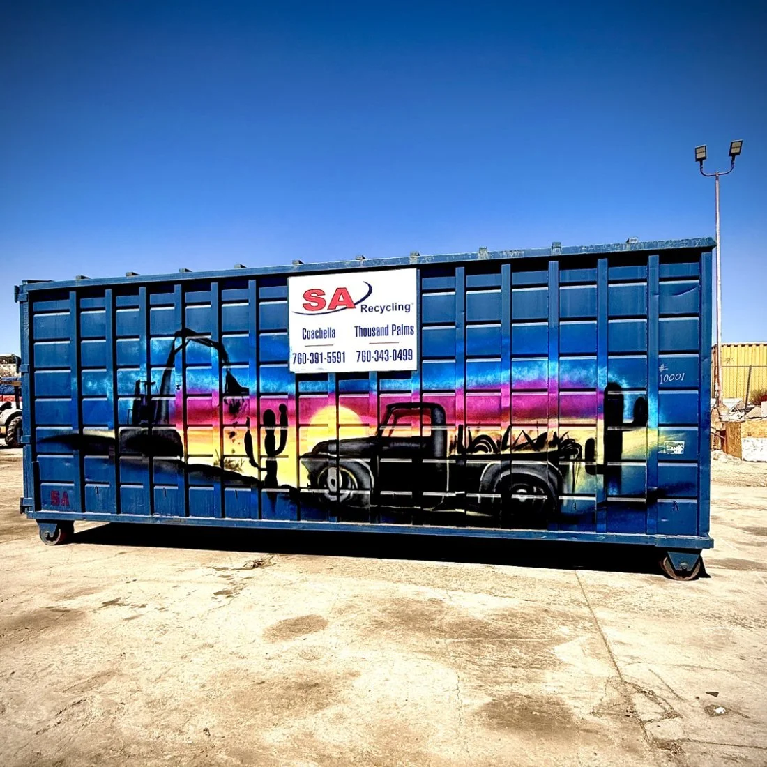SA Recycling container mural in Coachella by SoCal Murals