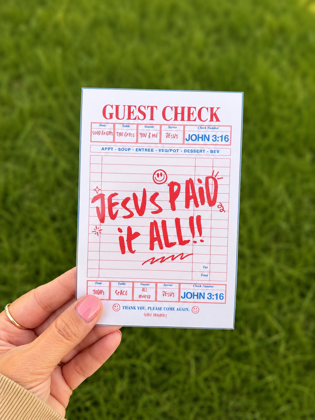 Jesus Paid it All - Laminated Christian Keepsake (John 3:16)