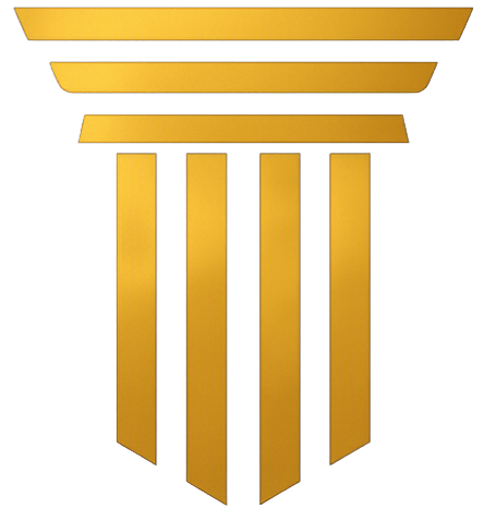 A tiered gold podium with three levels and vertical panels.