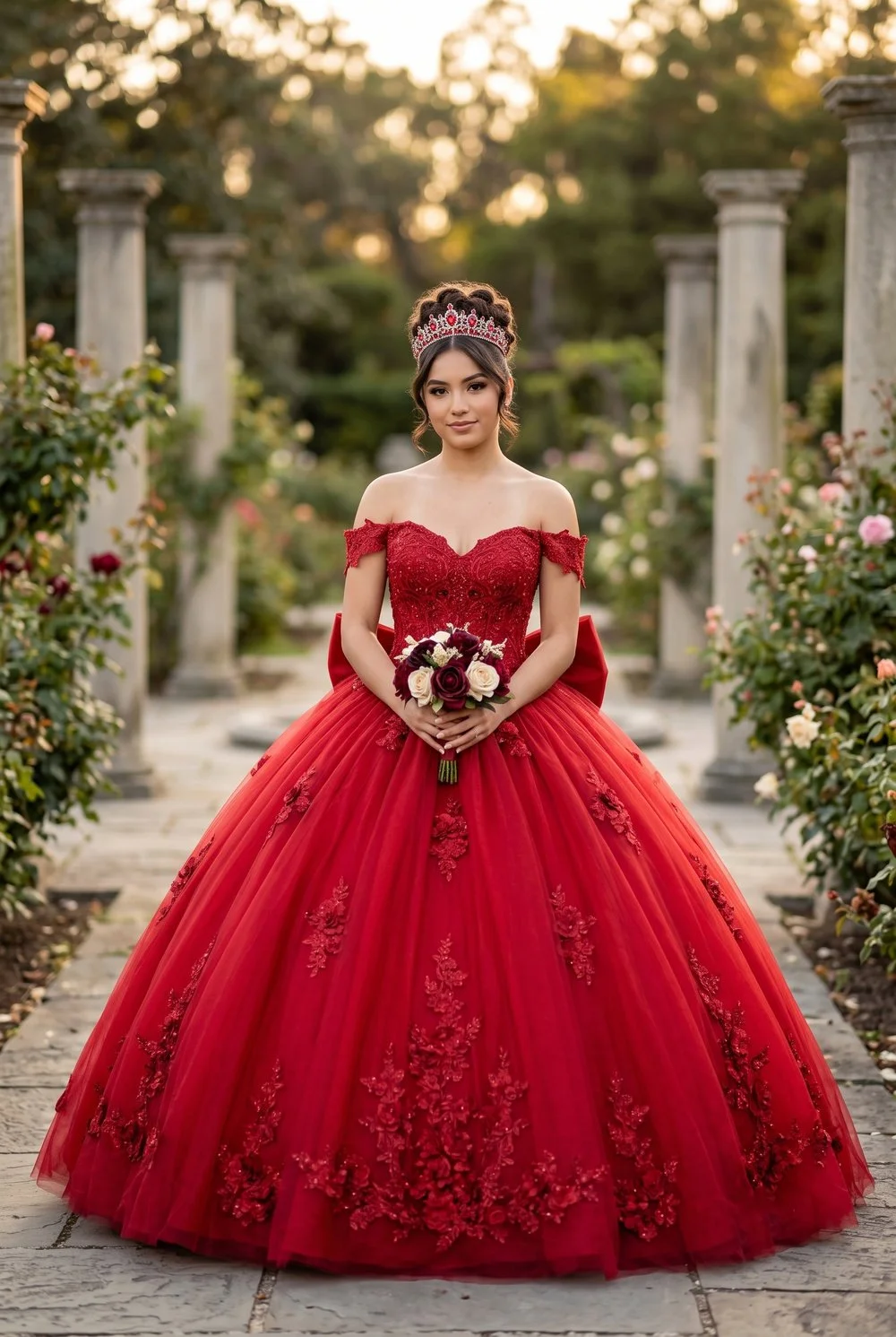 Quince dress w/  Large Removable Bow
Style: GVC3130
Size: XS - 3XL
Red