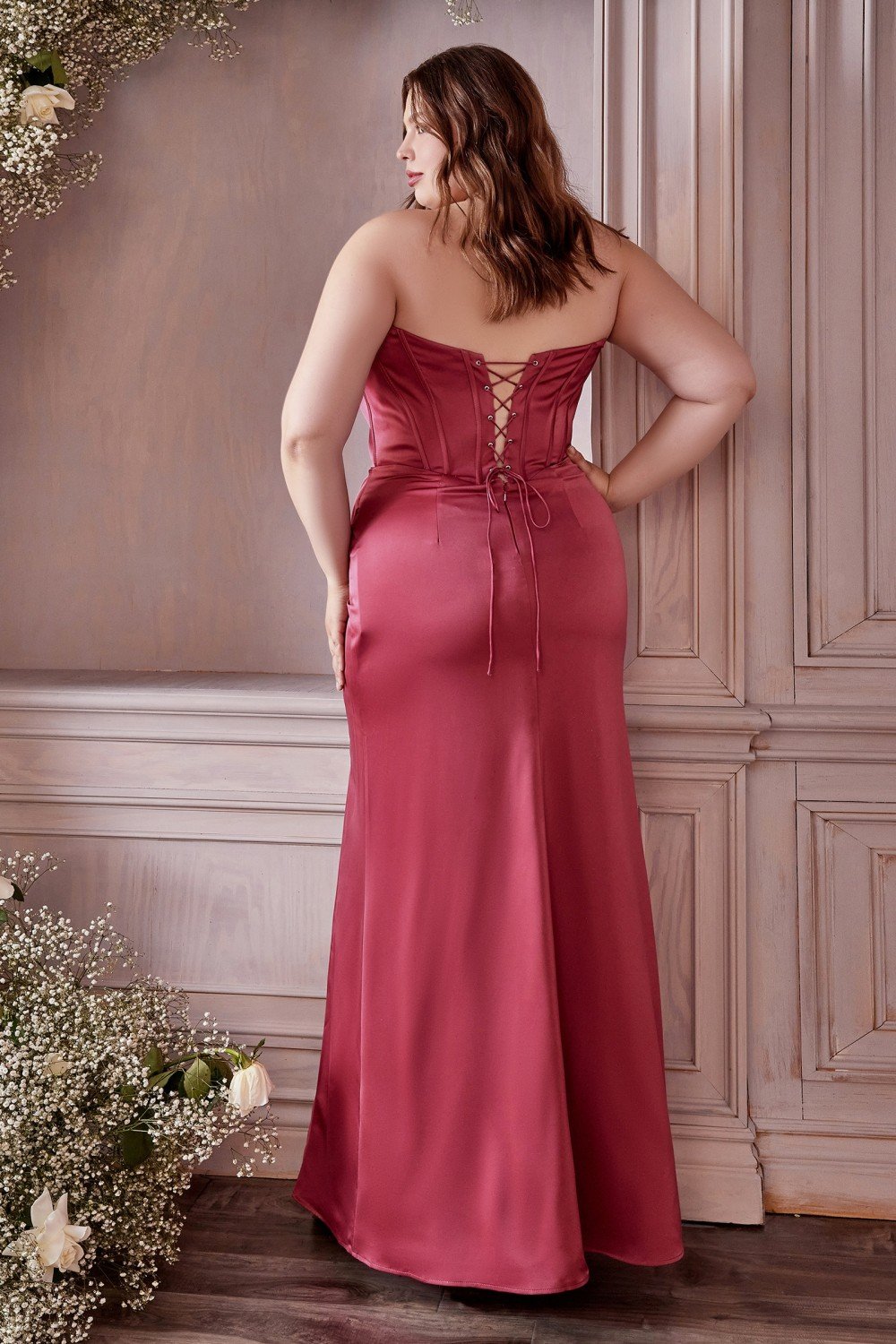 Plus Size Satin Corset Off the Shoulder Dress