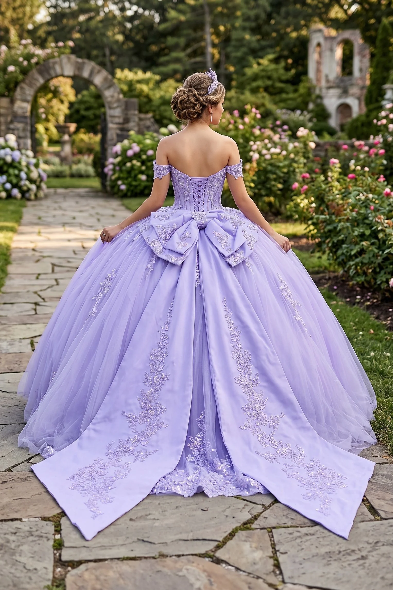 Quince dress w/  Large Removable Bow
Style: GVC3130
Size: XS - 3XL
Lilac