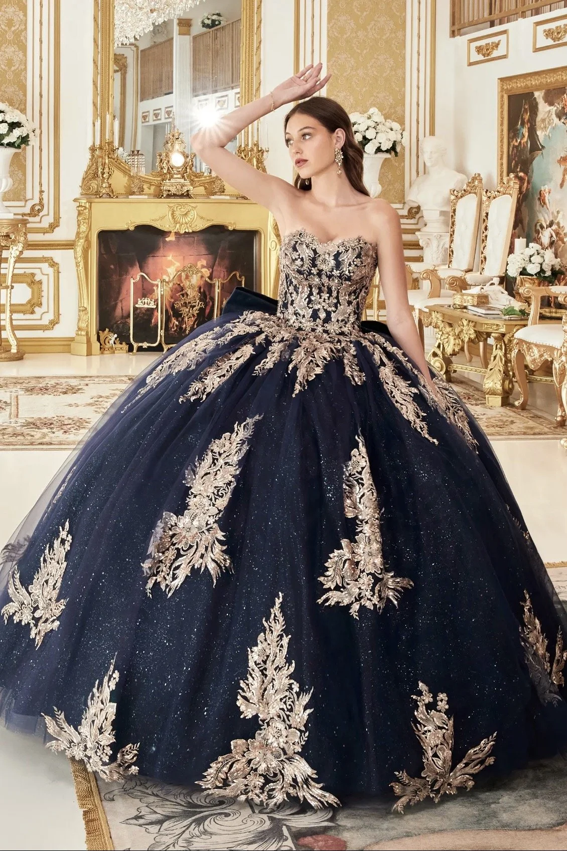 Strapless Layered Ball Gown with Bow Detail
STYLE: GV15715
Navy Blue
Size: XS - 3XL