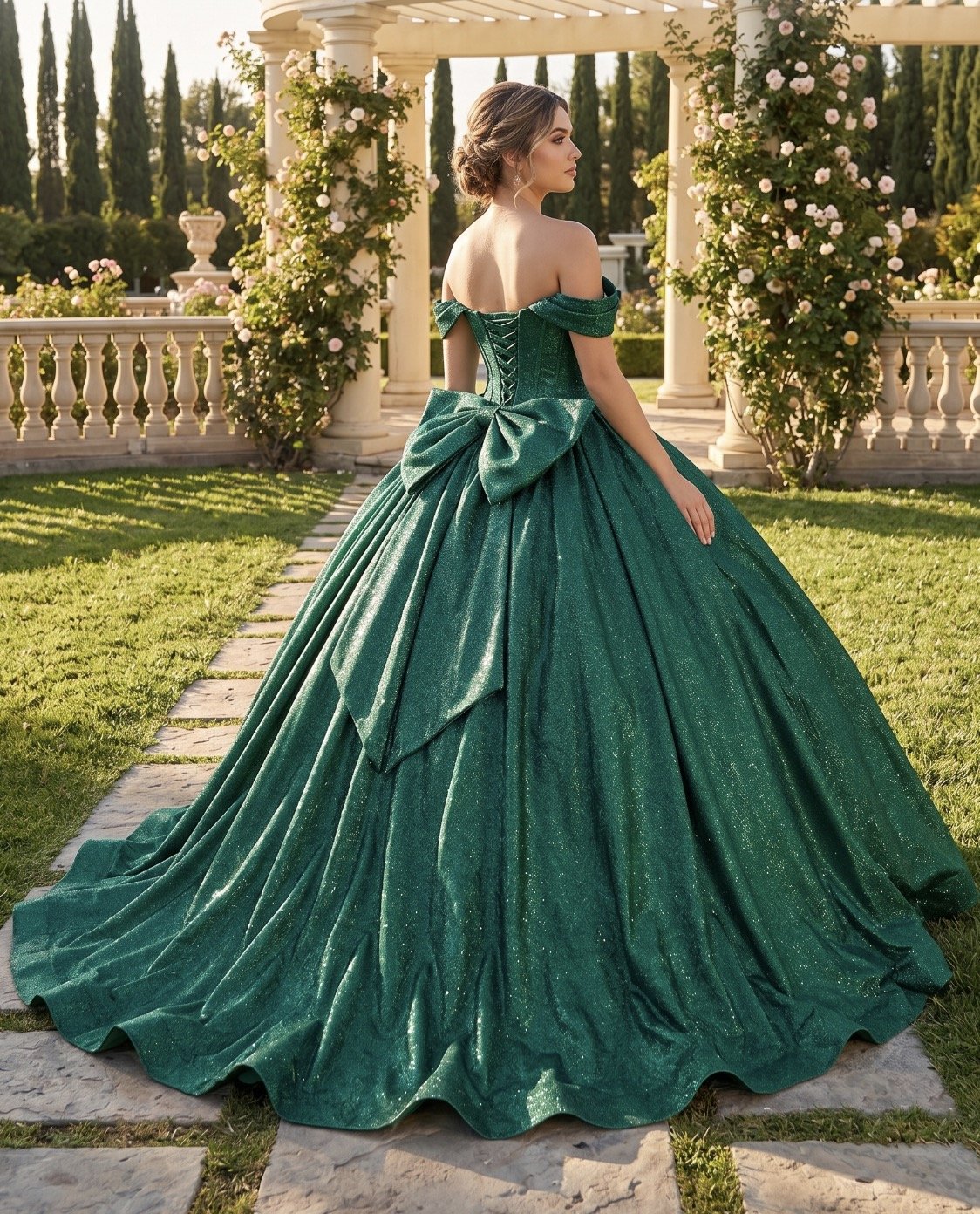 Enchanted off-the-shoulder gown
Style: GVC3125
Emeral Green
Size: XS - 3XL