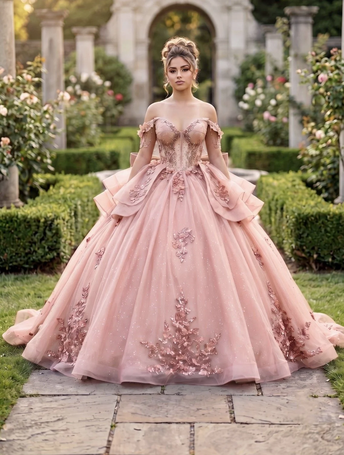 Glamour Princess Ball Gown 
Style: GVC3132
Blush
Size: XS - 2XL