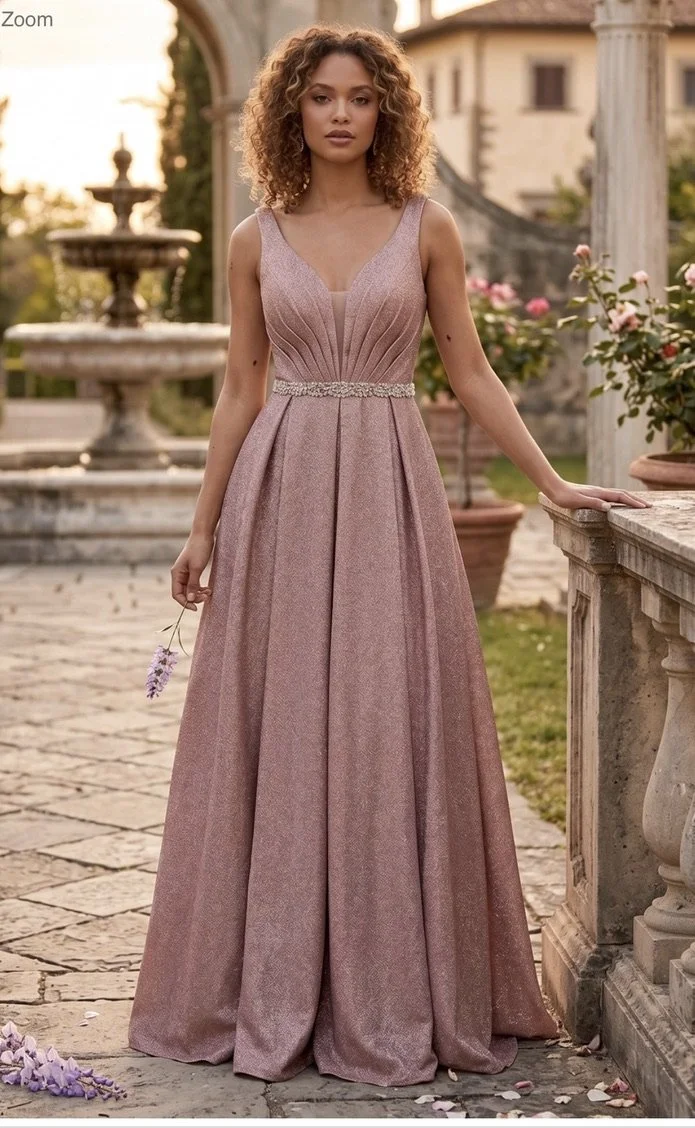 Sparkly Dress with Jewel Belt and Pockets