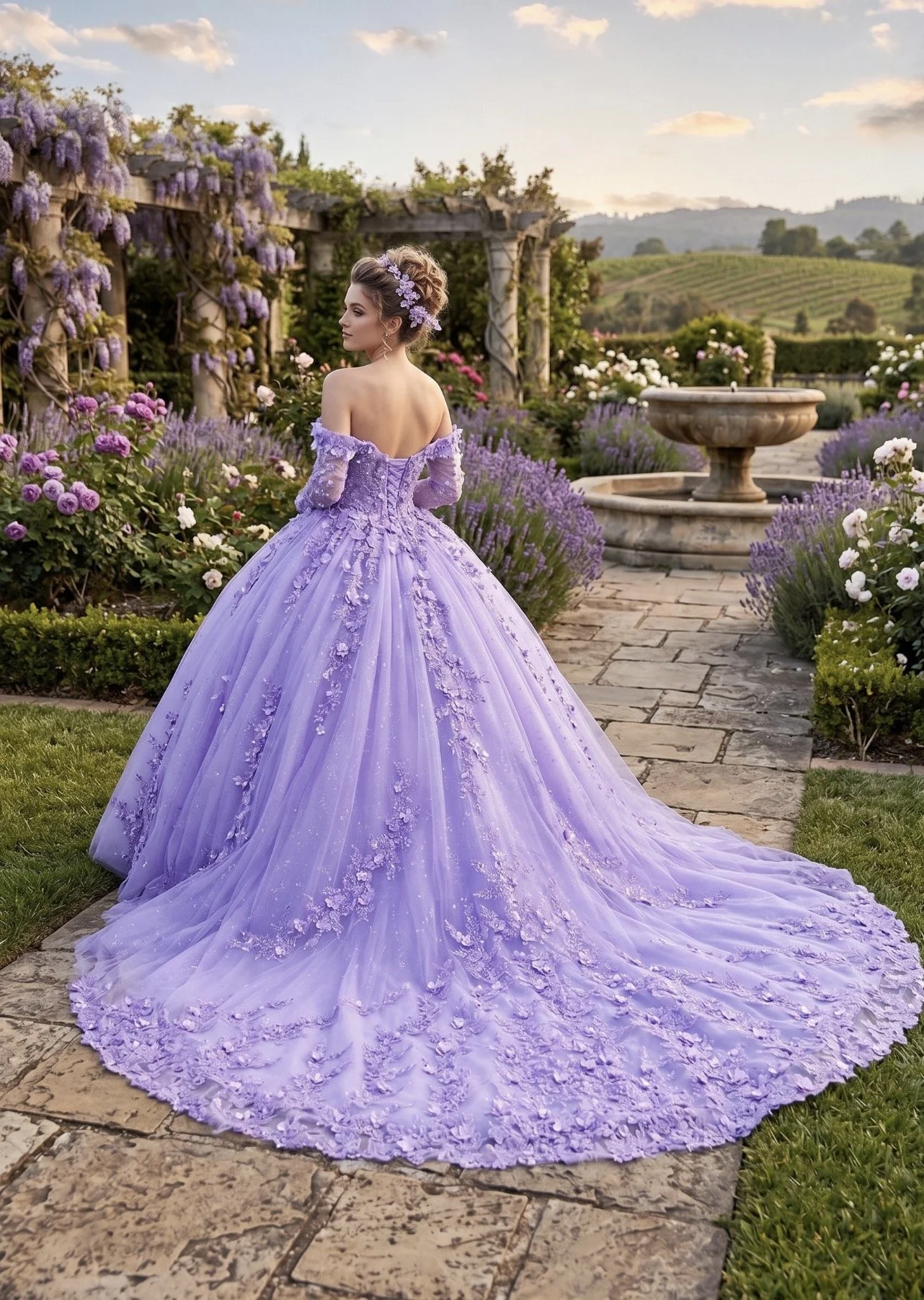 Off the shoulder quince dress with flowers
Style: GVC3102
Lilac
Size: XS-3XL