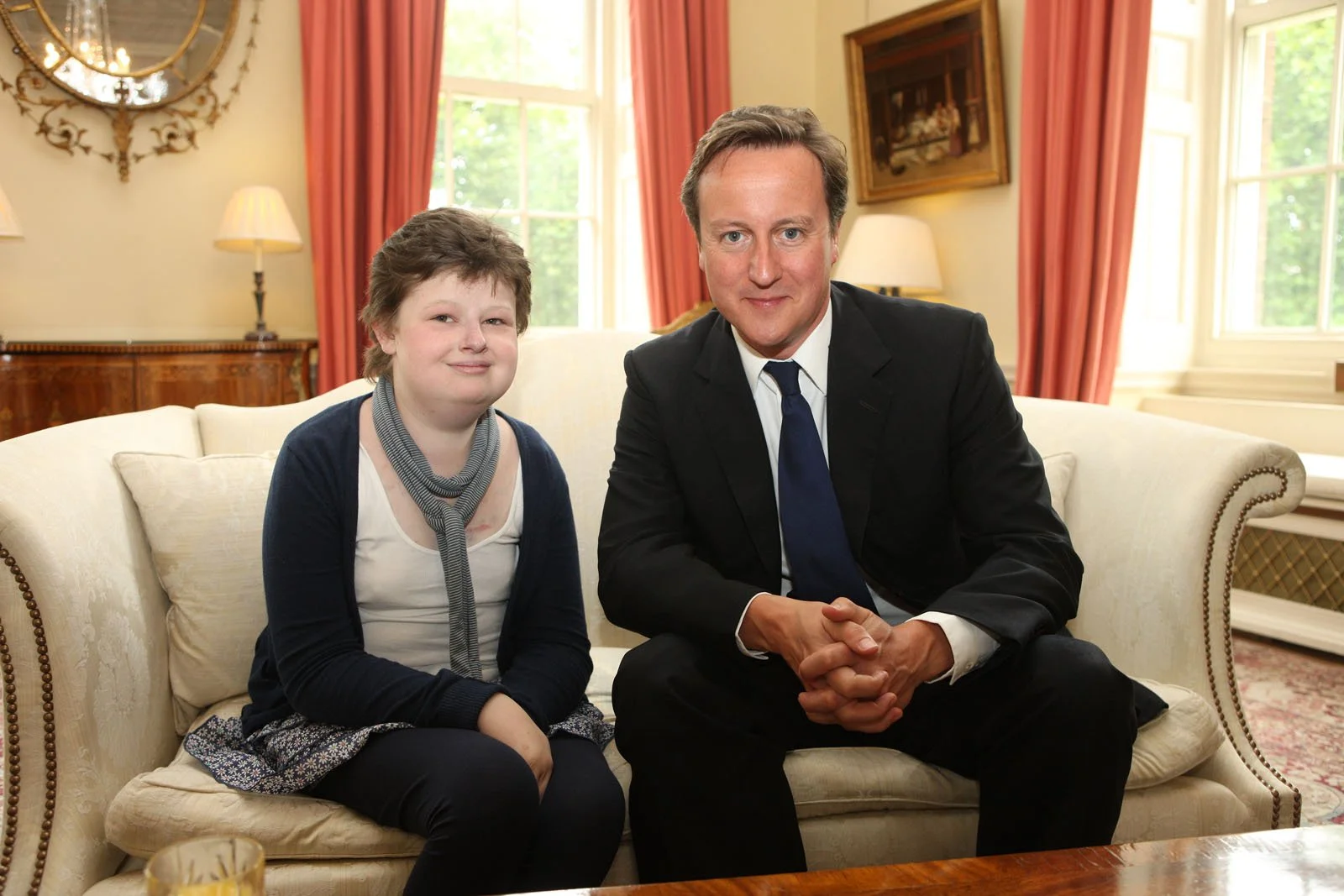 David Cameron with Alice Pyne at Downing Street for Anthony Nolan Trust