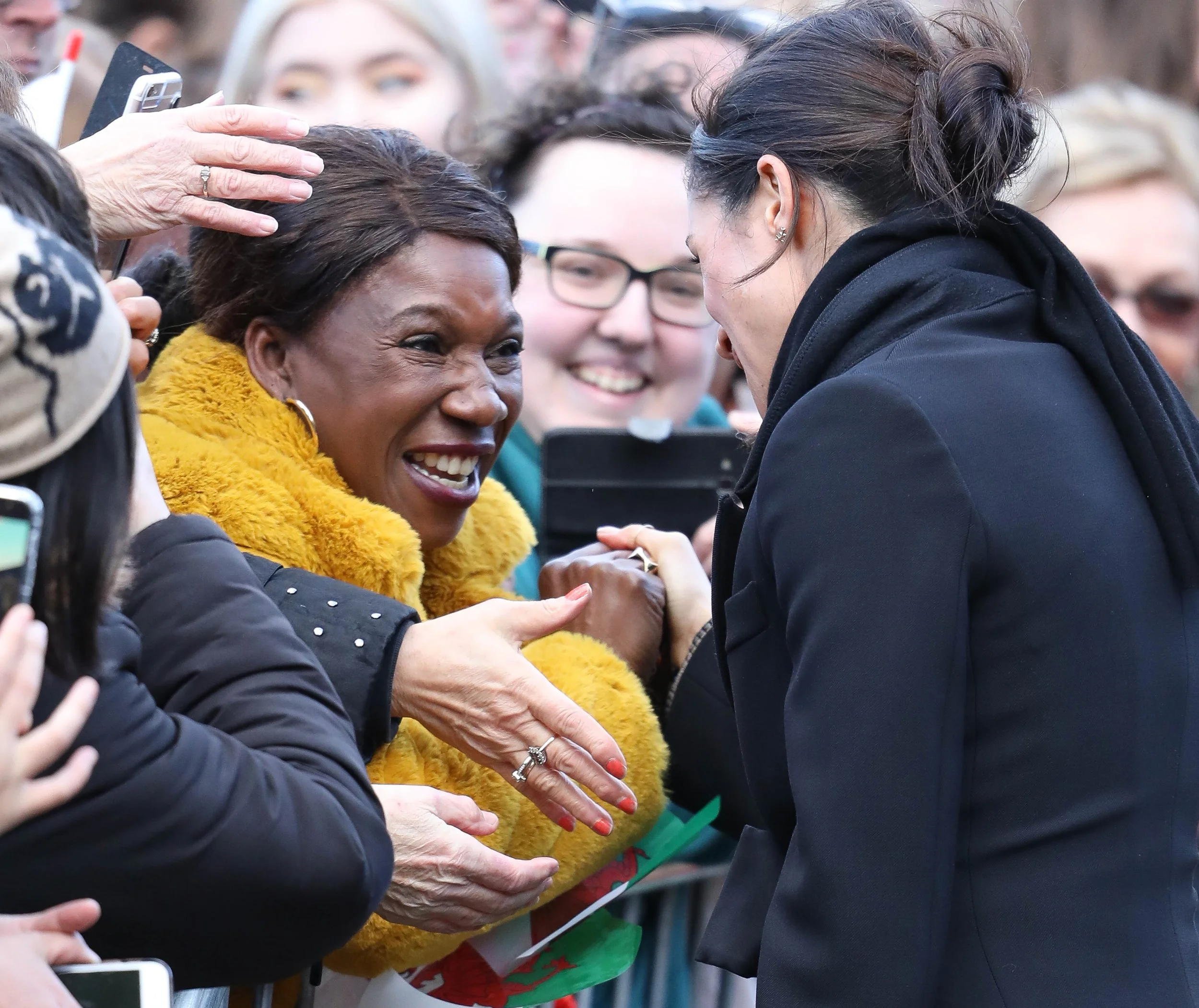 Meghan Marke meets crowds Cardiff Castle Wales 