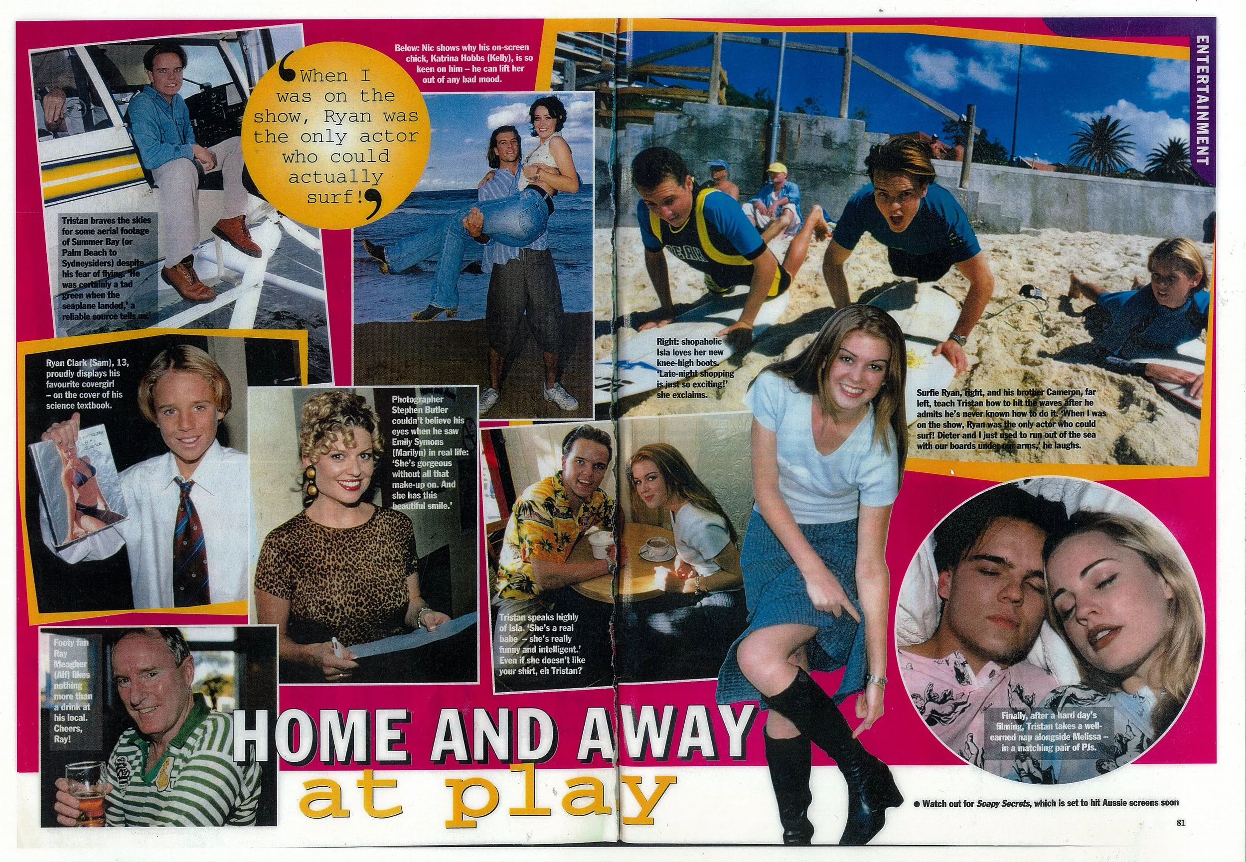 Collage of Magazine pages during Home and Away behind the scenes pictures of Photographer Stephen Butler