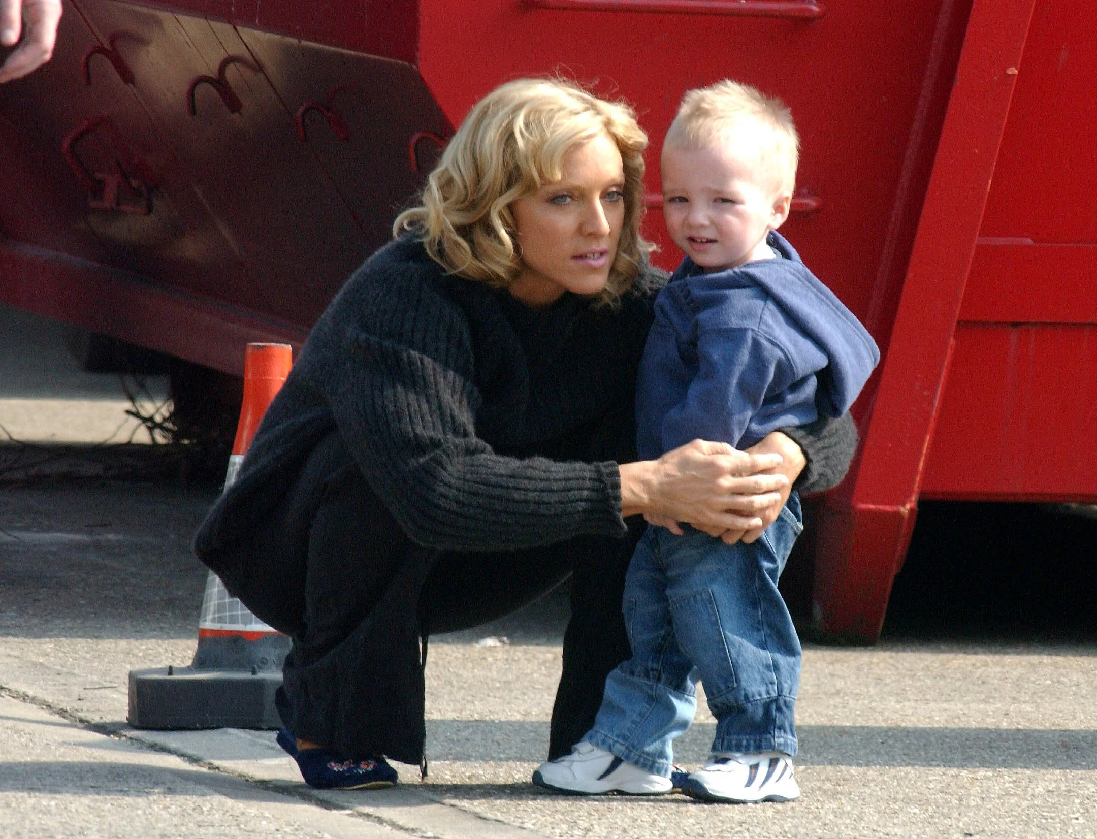 Madonna with young son on a filming break London