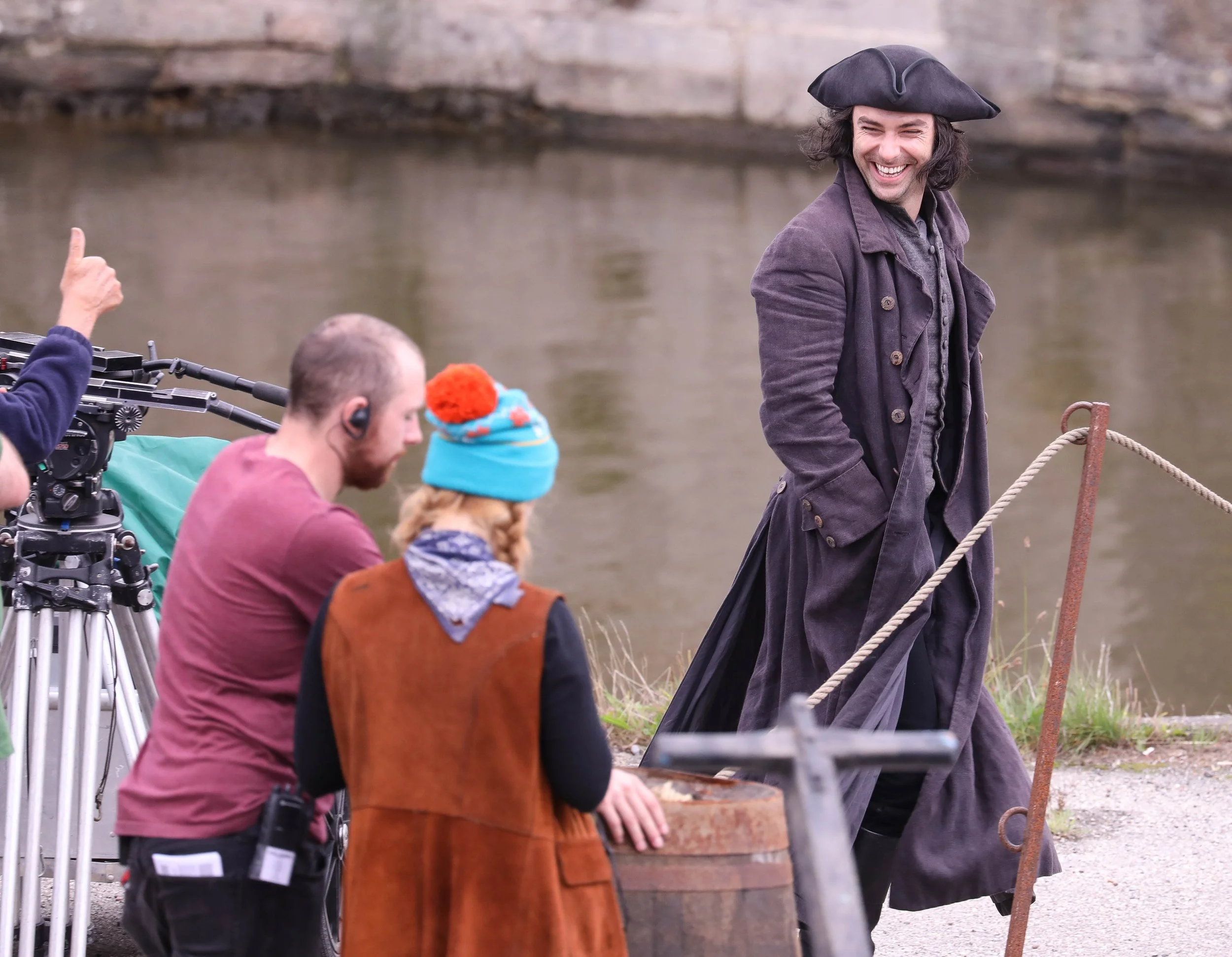 Aiden Turner on location Charlestown Corrwall Poldark