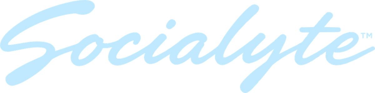 An image of the Socialyte logo in light blue cursive font on a black background.