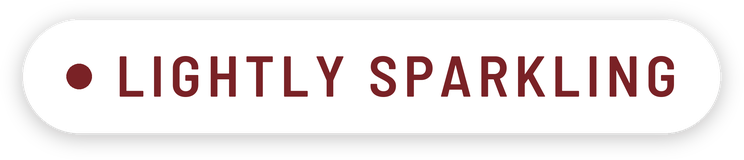 Sign reading 'Lightly Sparkling' with a dark red dot on a white background