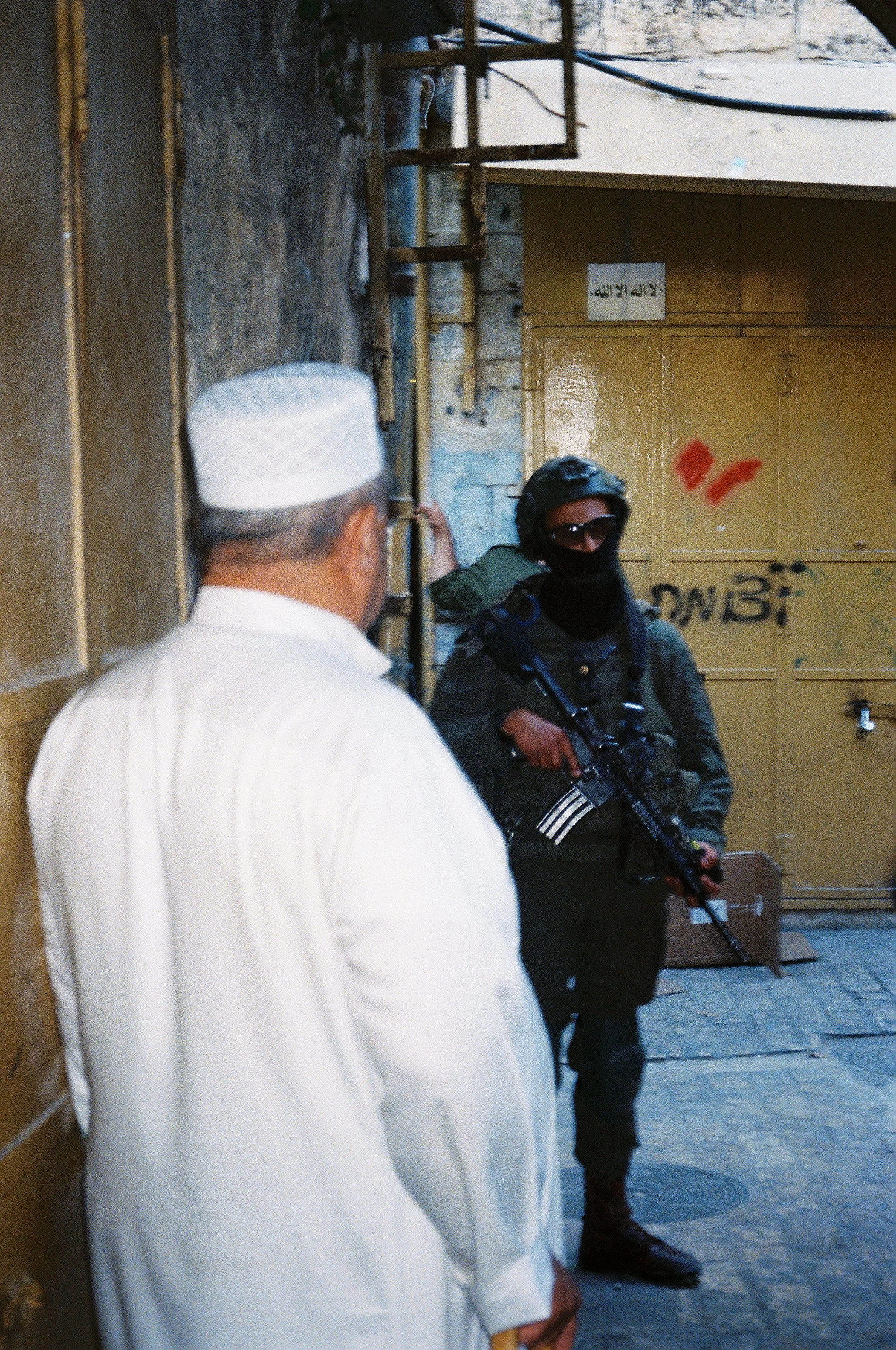 IOF Blocks Man From Crossing Street During Settler Tour