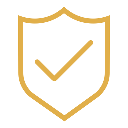 Gold shield with a checkmark inside.