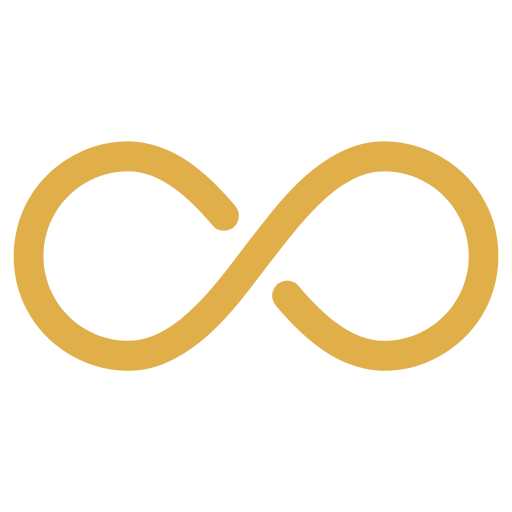A gold infinity symbol on a black background.