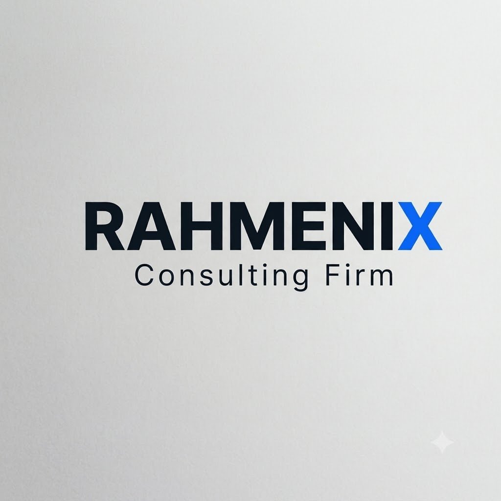 Logo of RAHMENIX Consulting Firm with a minimalist design on a white background.