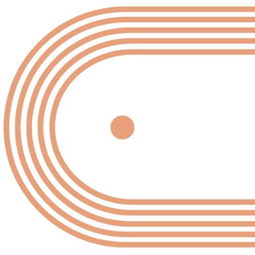 An illustration of a stylized atom with a central nucleus and curved orbitals surrounding it.