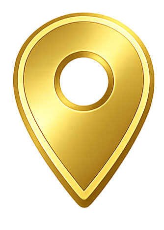 A gold location pin icon with a hollow center.