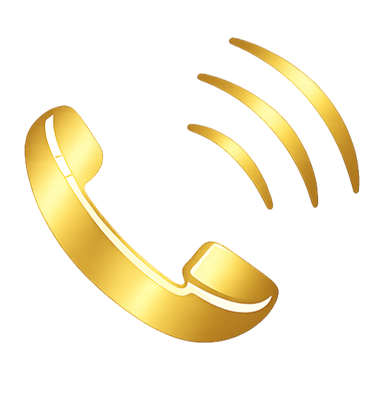 Gold vintage rotary telephone with disconnected receiver and shiny surface.