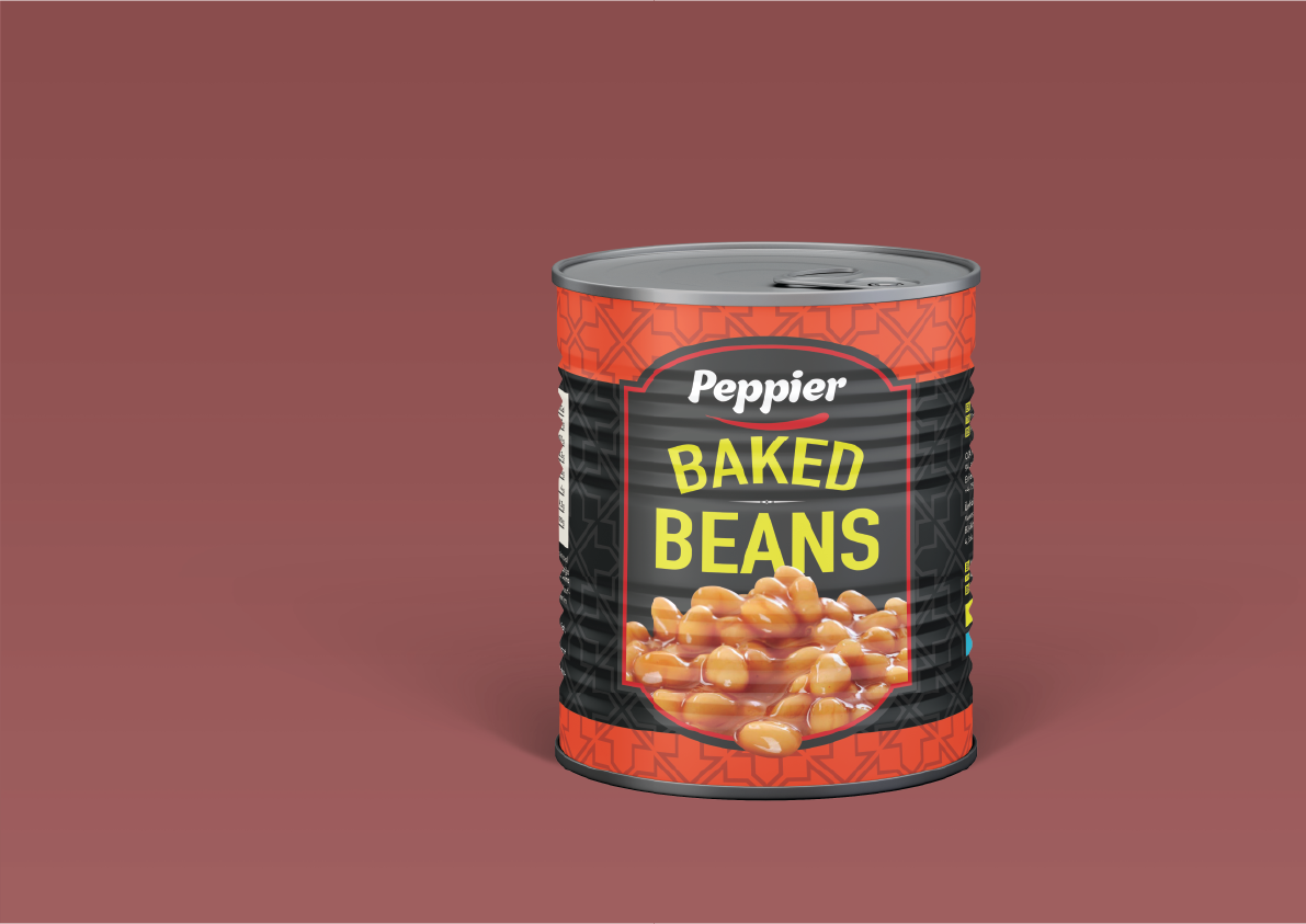 peppier baked beans packaging design