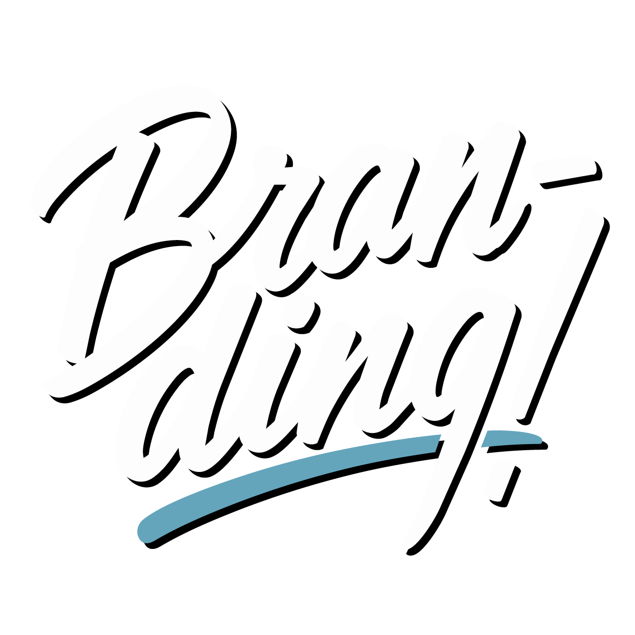 Text saying 'Brake, Dingo!' in white cursive font with a blue underline on a black background.