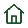 Green outline of a house icon