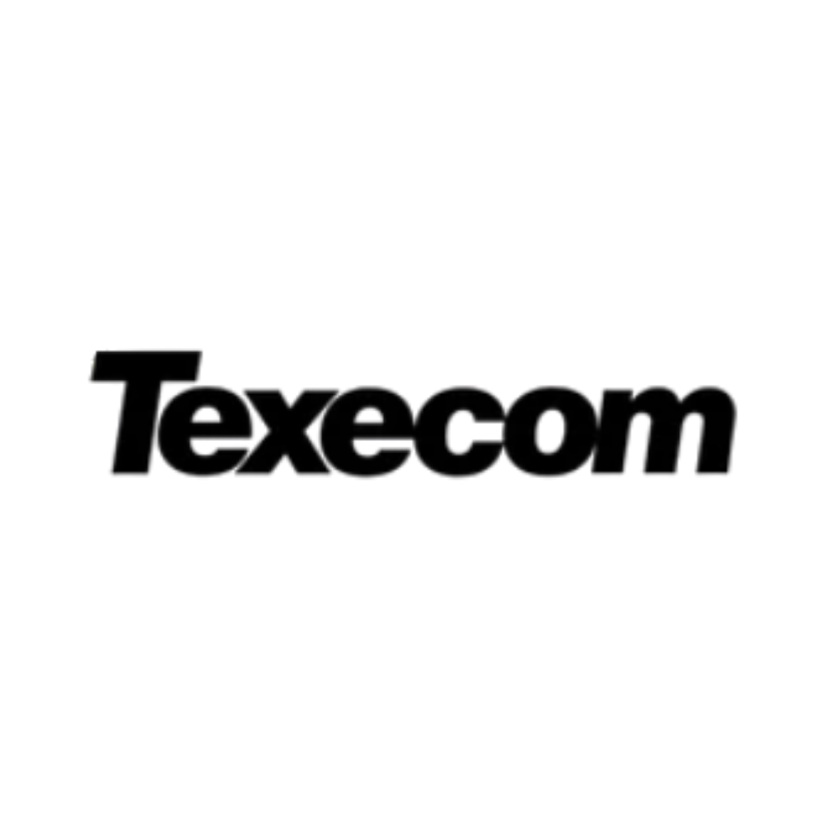 Black text on a dark background reading 'Texecom' with a stylized star-like logo above.