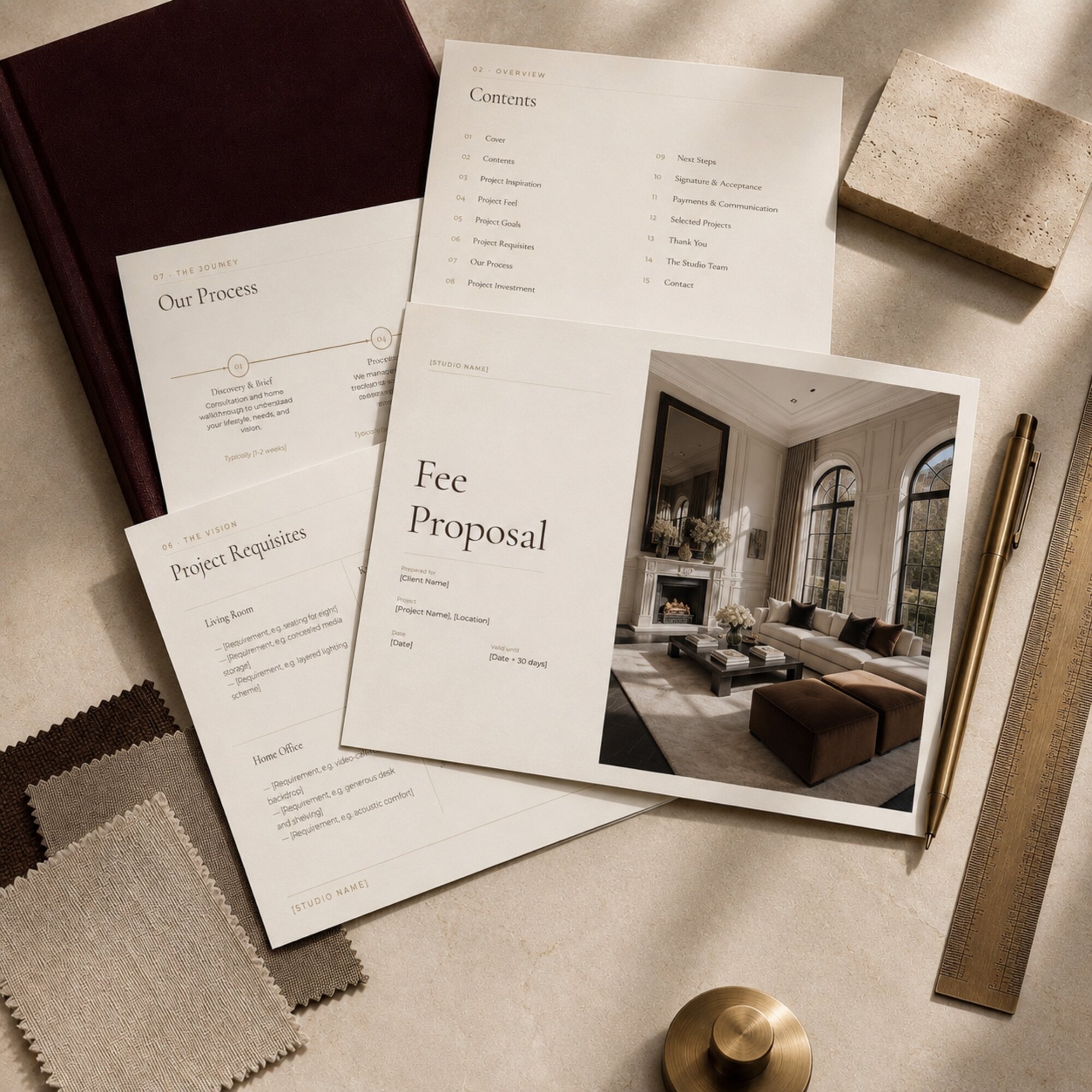 Printed Fee Proposal template displayed with styling props