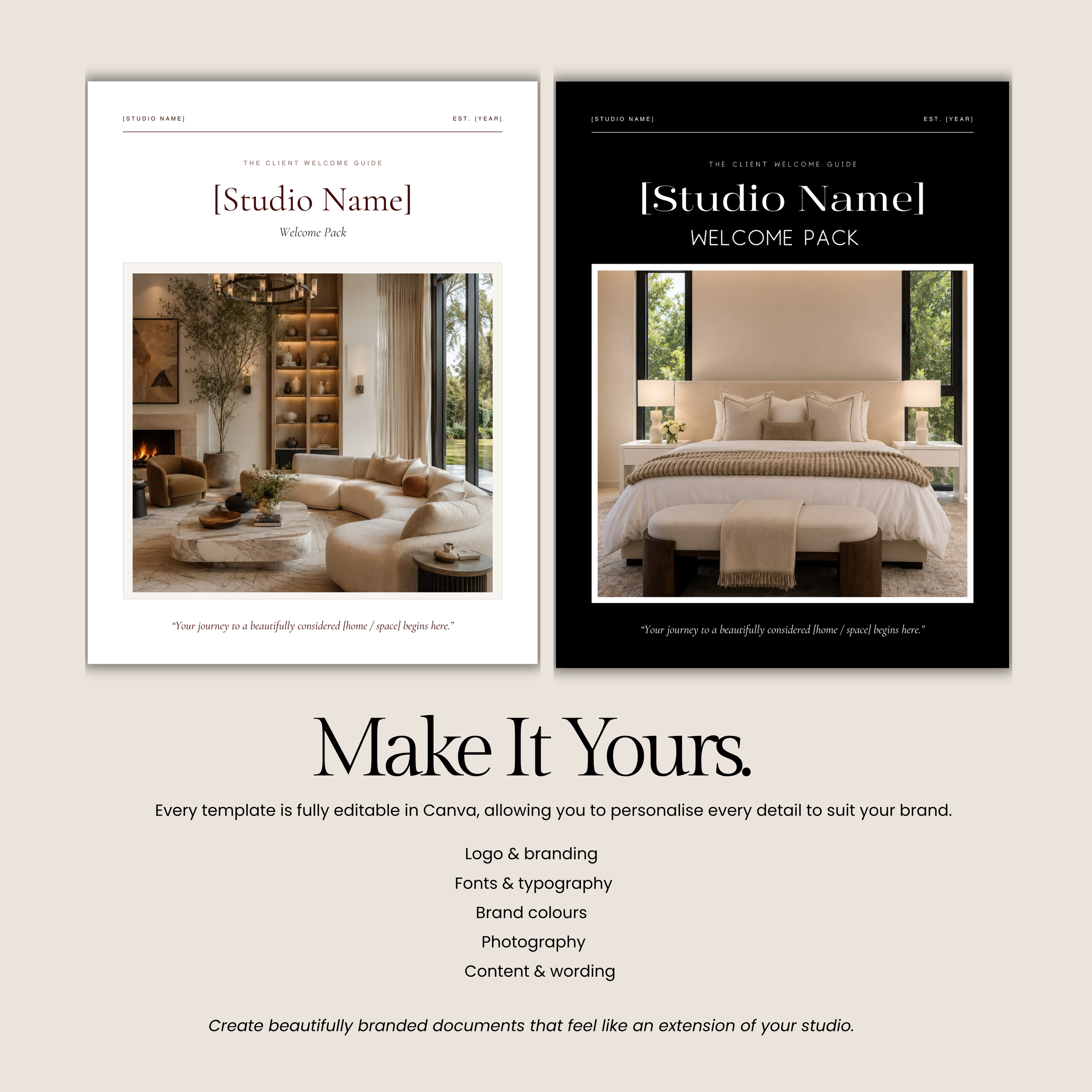 Make It Yours page from The Client Welcome Guide template for interior designers