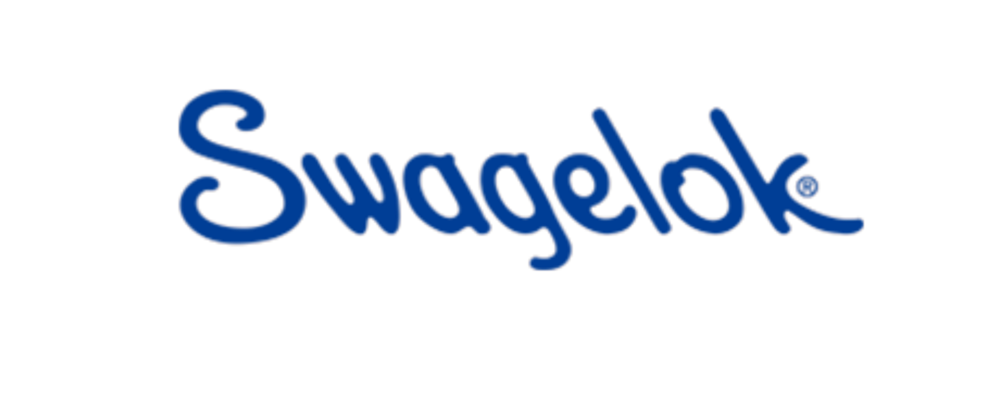Blue Swagelok logo on a black background.