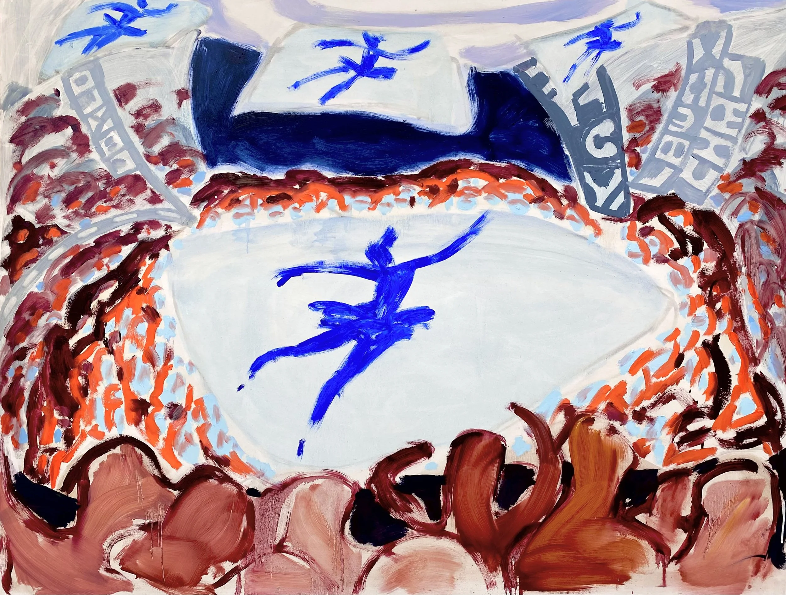 'Blue Dancer', Oil on primed board, 122 cm x 163 cm, 2026.
