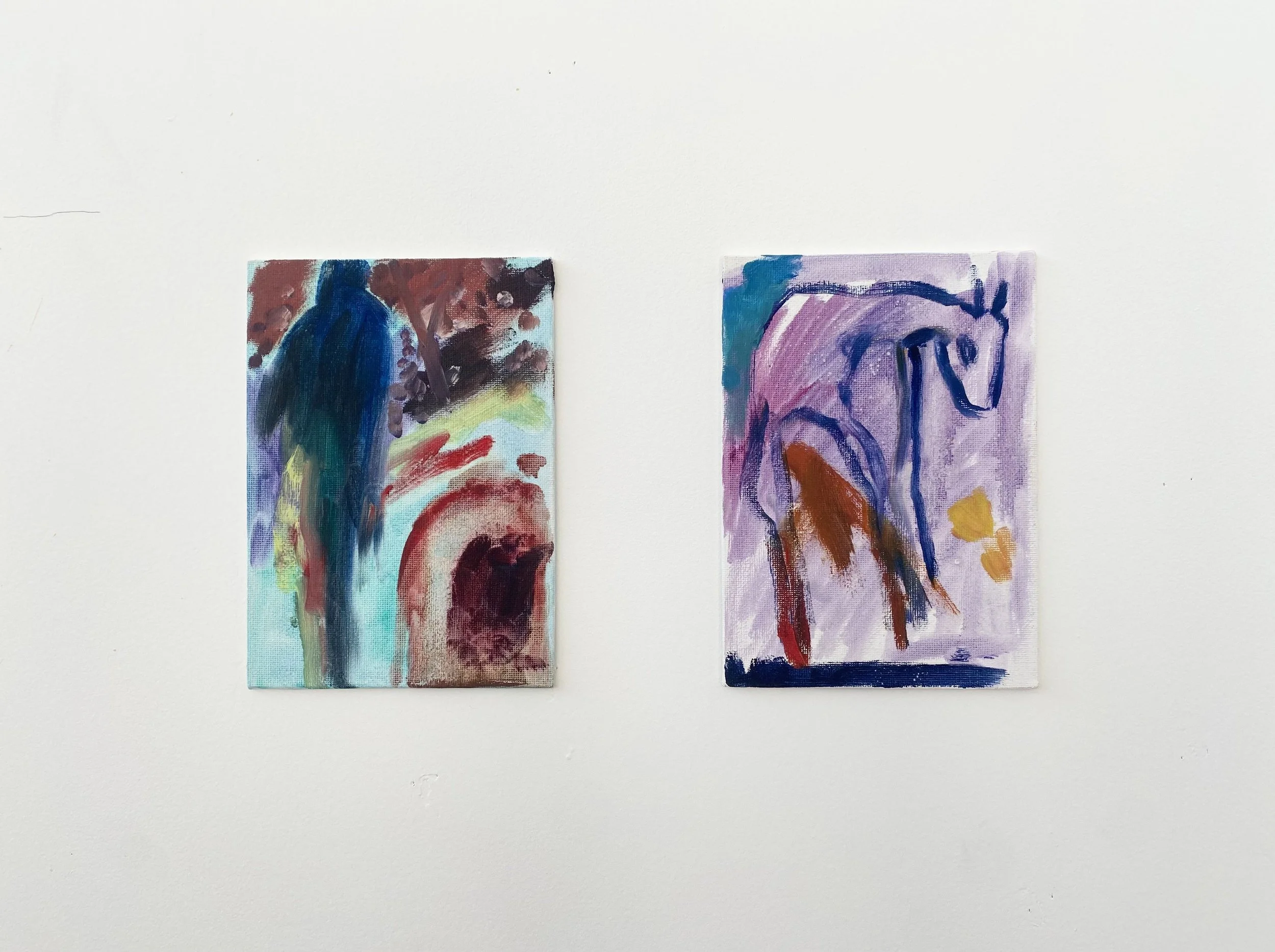 'The Cave' & 'The Mess', Oil on canvas board, both 21 cm x 14.7 cm, 2025.