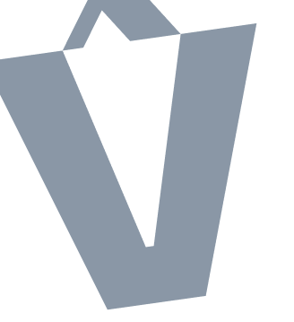A stylized, angular logo in dark blue and black colors.