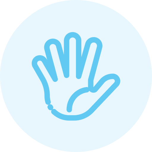 A blue circle with a subtle pattern of lighter lines radiating from the center.